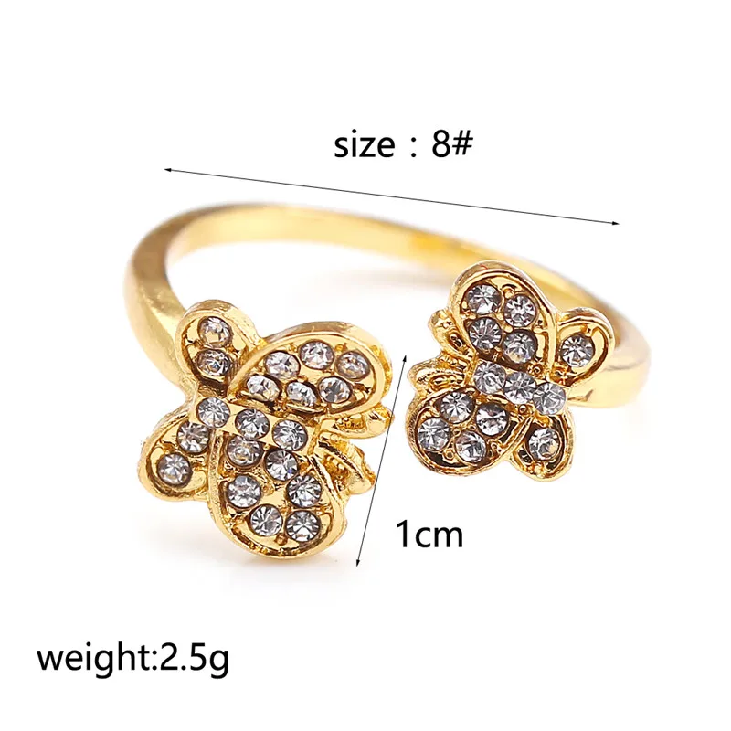 Аутентичные винтажные Регулируемые кольца на палец с бабочкой для женщин