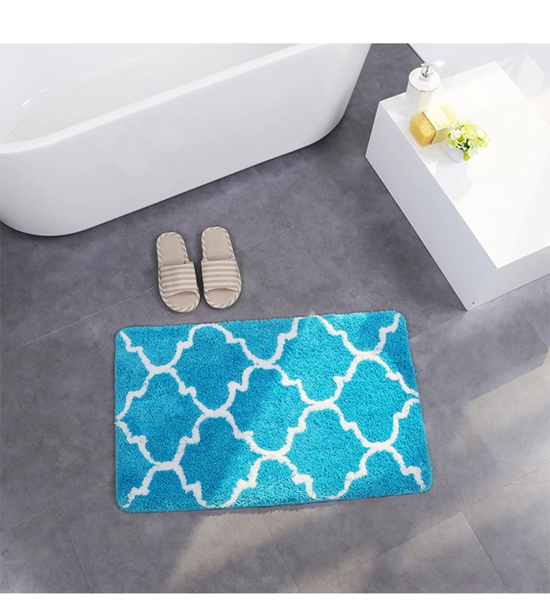 Carpet Flower Microfiber Bathroom Mat Kitchen Bedroom Water Absorption Nonslip Rug Bath Mat Set 45*65 Black White Red Blue Gray