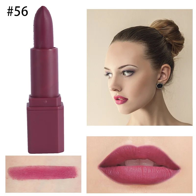 56 MISS ROSE, 1 шт., стойкая водостойкая матовая губная помада, Натуральная губная увлажняющее средство для макияжа, легко окрашиваемая губная помада, maquillaje batom, 20 цветов - Цвет: 56