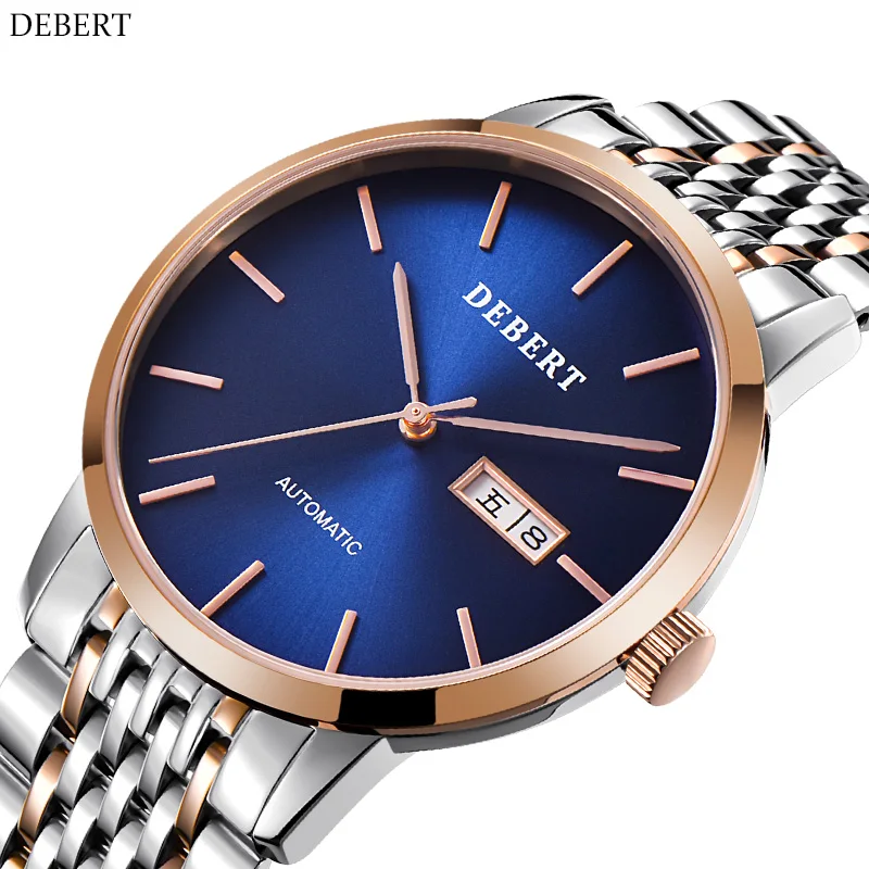 Часы мужские механические водонепроницаемые с автоподзаводом и стальным