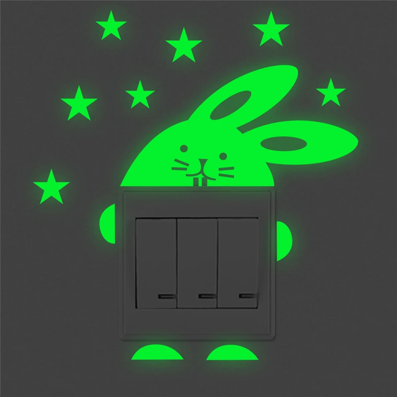 

Cartoon Rabbit Star Luminous Switch Decals Kids Room Home Decor Glow In The Dark Wall Stickers Fluorescent Vinyl Wallpaper