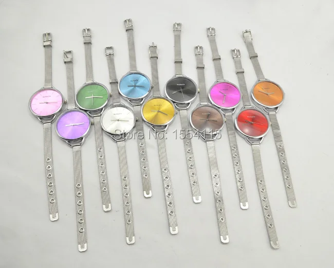 50 шт./лот лидер продаж серебряный тонкий стальной ремешок женские кварцевые часы