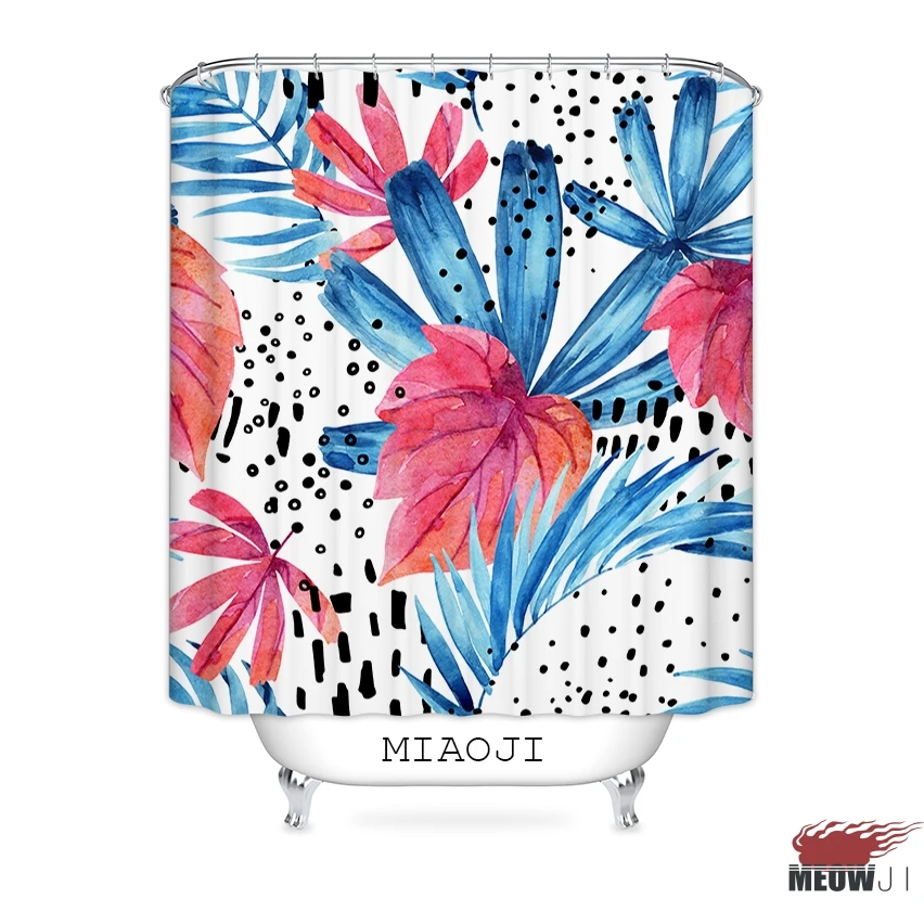 [MIAOJI] пышные Гигантские Зеленые листья растения ткань занавеска для душа Ванная