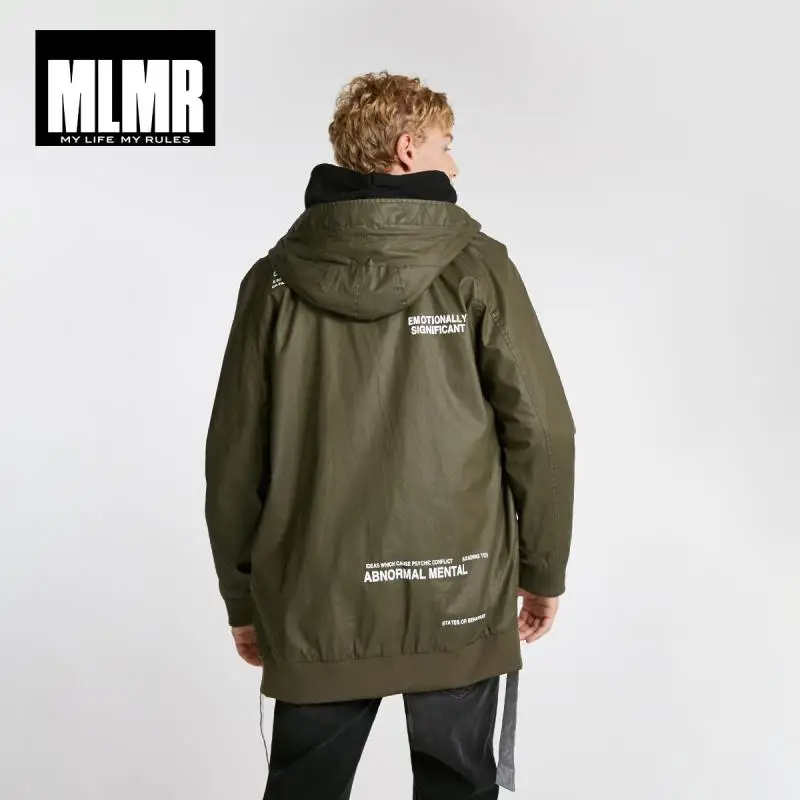 Куртка MLMR мужская с капюшоном и шнурком верхняя одежда пальто уличная надписью