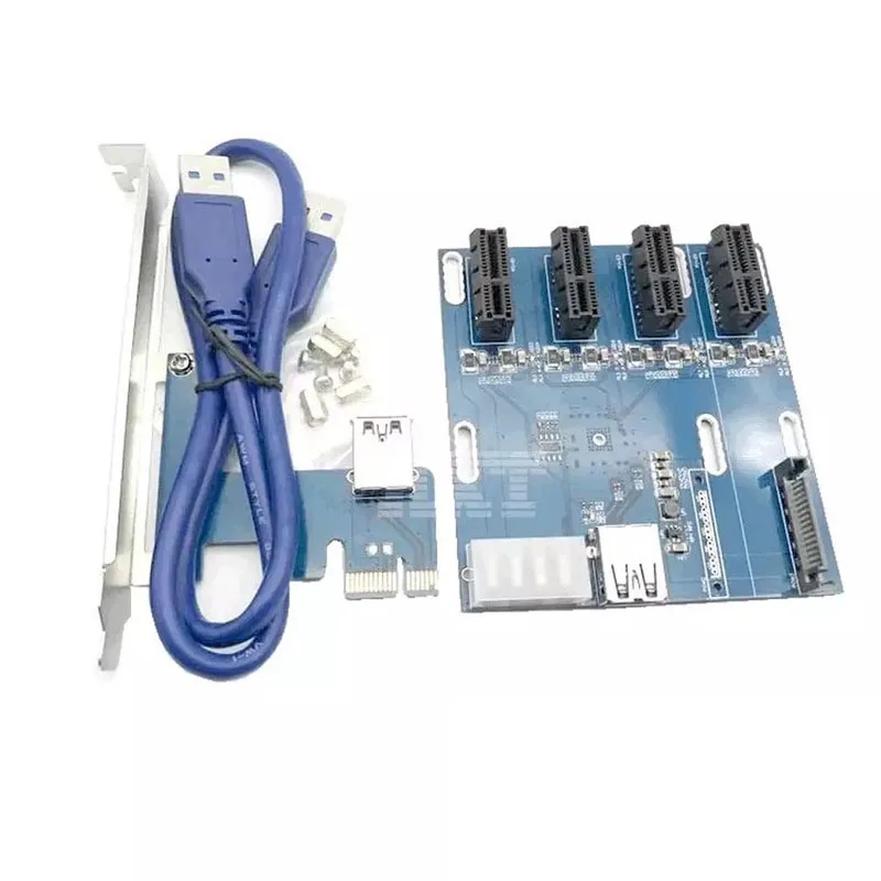 Новый Синий PCIe от 1 до 4 PCI express 1X слоты Райзер карта Mini ITX к внешнему слота e адаптер