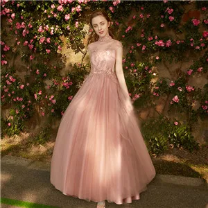 Pink G Вечерние платья розового и серого цвета, элегантное платье длиной до колена с глубоким v-образным вырезом и бретелями, сексуальные платья невесты с крестиком B - Цвет: Pink G