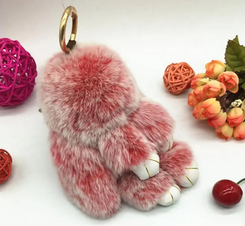 Брелок для ключей из натурального меха кролика Рекс 14 см | Украшения и аксессуары