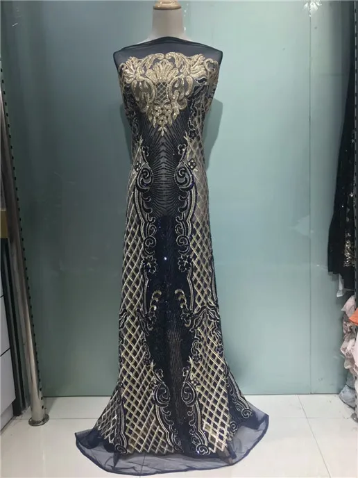 2018 высококачественные африканские блестки кружева французский Тюль кружевная