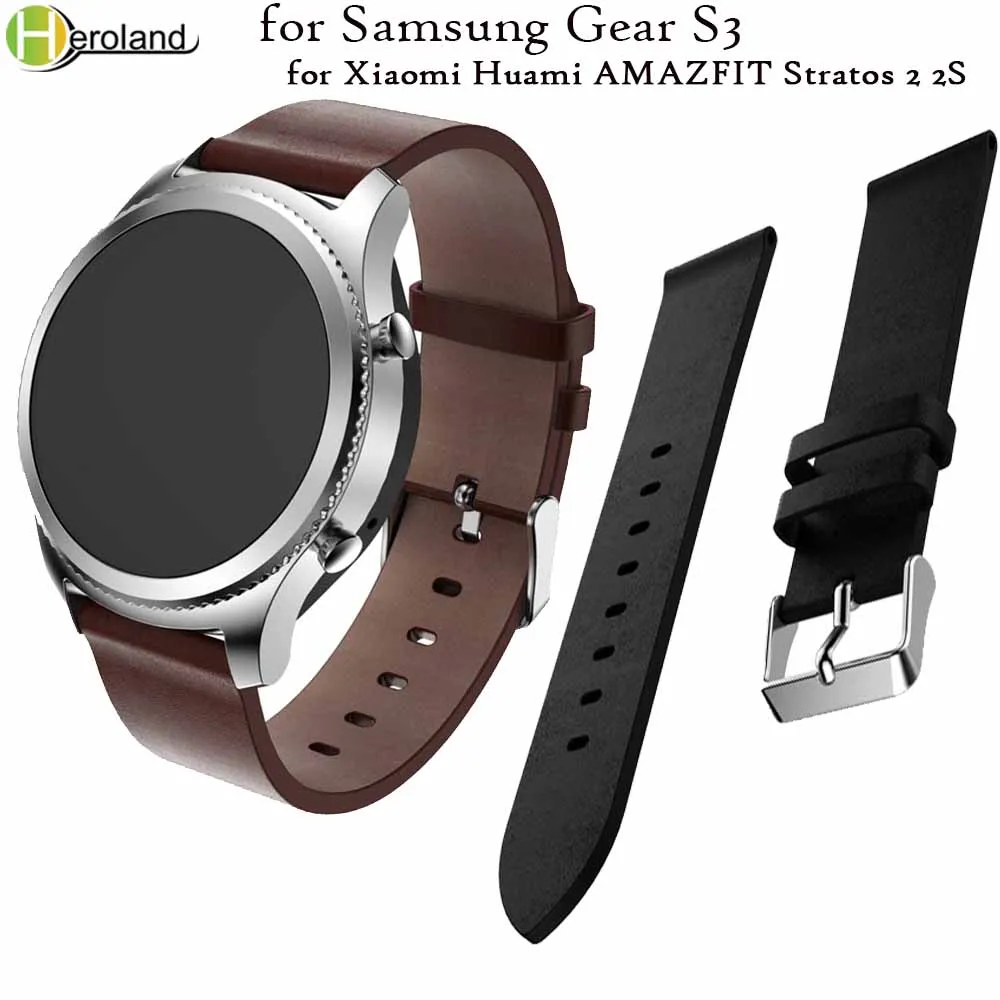 22 мм ремешок для часов из натуральной кожи ремешок для samsung gear S3 Frontier классический ремешок для Huami Amazfit Stratos 2 2S браслеты