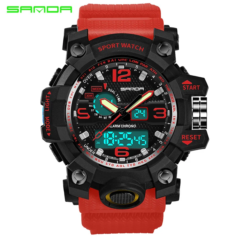 Men Sports Outdoor Waterproof Date Multi Function LED Digital Alarm Rubber Army Wristwatch Clock Casual Luminous Stopwatch | Электроника