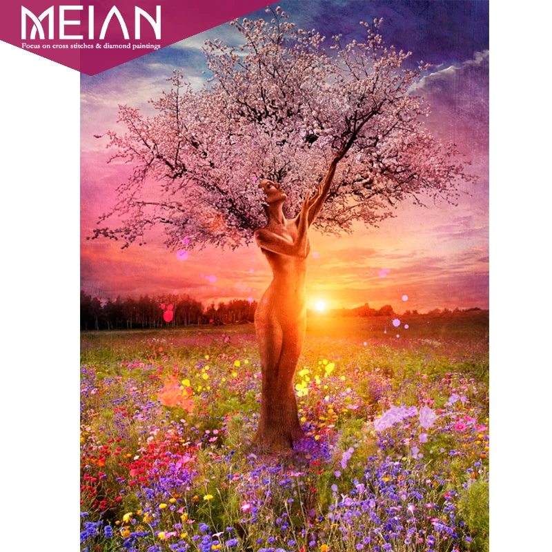 Meian, полная, алмазная вышивка, животное, дерево, 5D, алмазная живопись, вышивка крестом, 3D, Алмазная мозаика, рукоделие, ремесла, Рождество, подарок