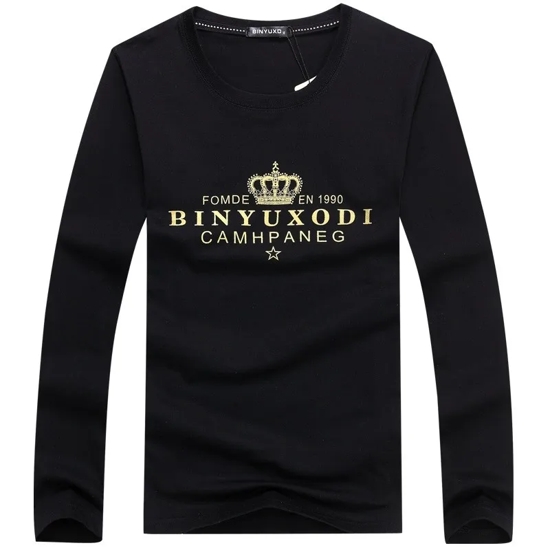 BINYUXD Новая Осенняя мужская брендовая футболка с длинным рукавом для фитнеса