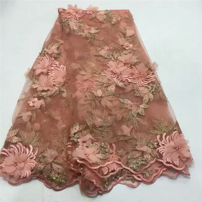 African 3D Lace Fabric 2018 High Quality Material Embroidery Nigerian With Sequins French A1194-1 | Дом и сад