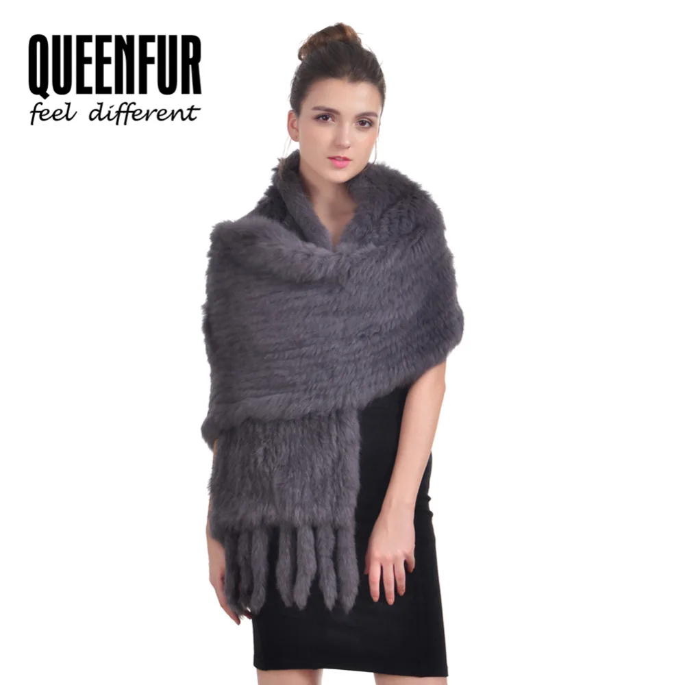 Реальные Кролик Мех животных шарф с бахромой Новинка 2017 года бренд вязаный Natural