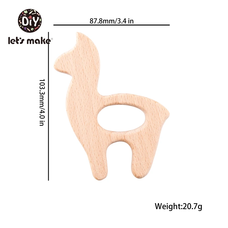 Давайте сделаем 1 шт. животных Пищевой Деревянный Прорезыватель милый бук дерево