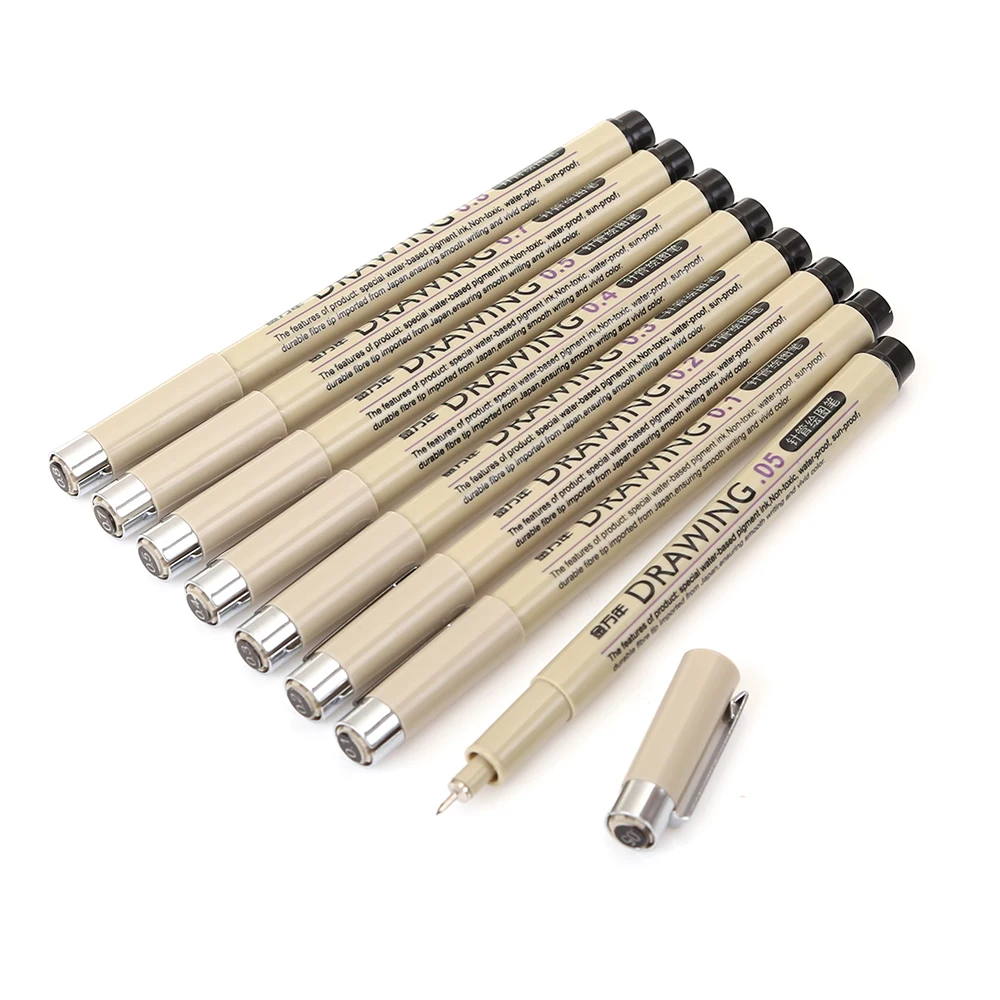 Знать 8 шт./лот Pigma Микрон Эскиз маркер ручка черный пигмент лайнер Neelde для