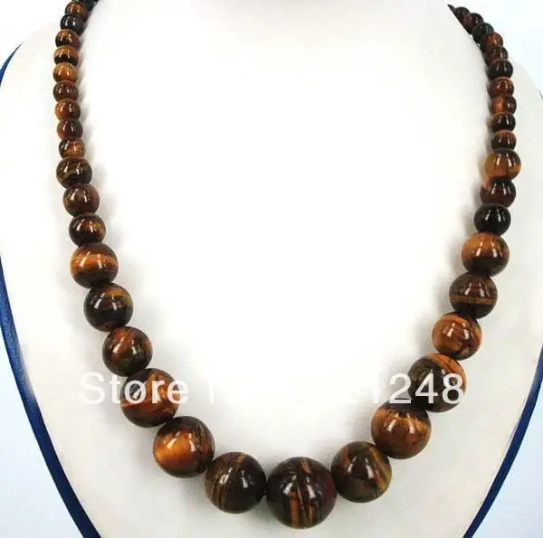 

Free shopping New 2014 DIY New 6-14mm Tiger's Eye Gem Beads Pendant Necklace 18'' GE1230