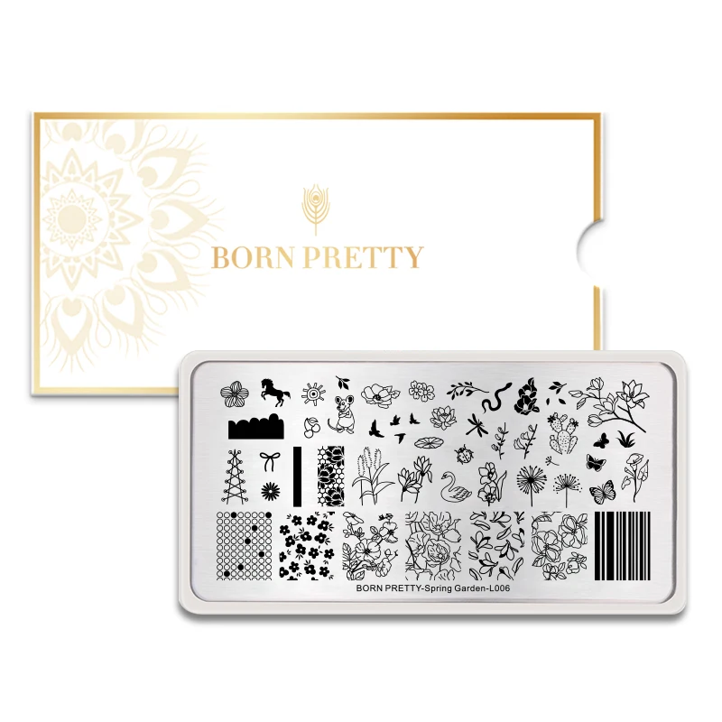 BORN PRETTY прямоугольная пластина с изображениями для нейл арта из нержавеющей стали