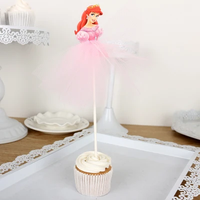 pink Ariel 1 шт. милый Эльза аннаэльза София запутанная Белль Ариэль Анна Принцесса Тиана торт Топпер ручной работы юбка для детей день рождения - Цвет: pink Ariel