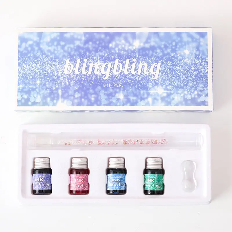 Color 3 as photo Blingbling Алмазная Стеклянная Ручка Dip авторучка для подписи блестящая чернильная Хрустальная авторучка школьный день рождения свадьба подарок канцелярские принадлежности - Цвет: Color 3 as photo