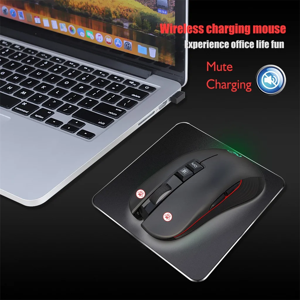 HXSJ T30 эргономичная Беспроводная игровая Бесшумная мышь 3600 dpi перезаряжаемая Бесшумная мышь для ноутбука с usb-приемником M07