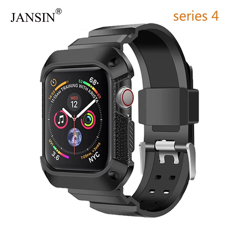 JANSIN полный охват защитный чехол+ ремешок для apple watch Series 4 браслет чехол для apple watch band Series 4 40 мм 44 мм крышка