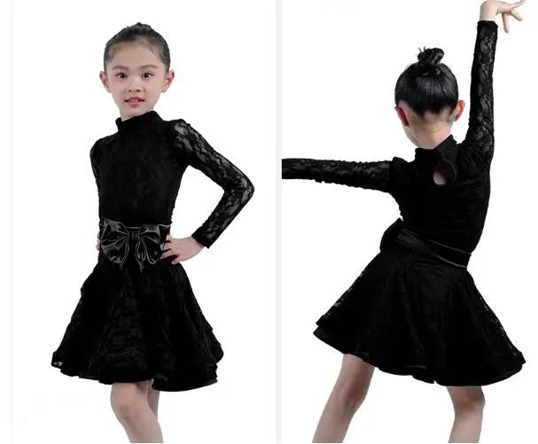 

kids latin dress Rumba cha cha salsa tango dress vestido latino competition sleeveless dance dress black red blue MW M0054