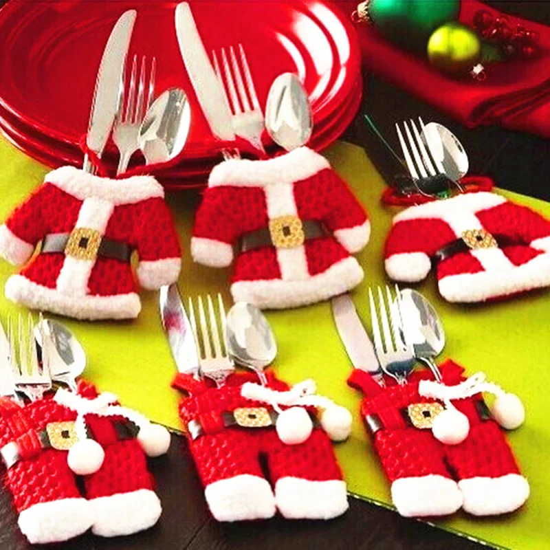 3 шт./лот рождественские украшения для дома столовое серебро Holdersanta карманов ужин