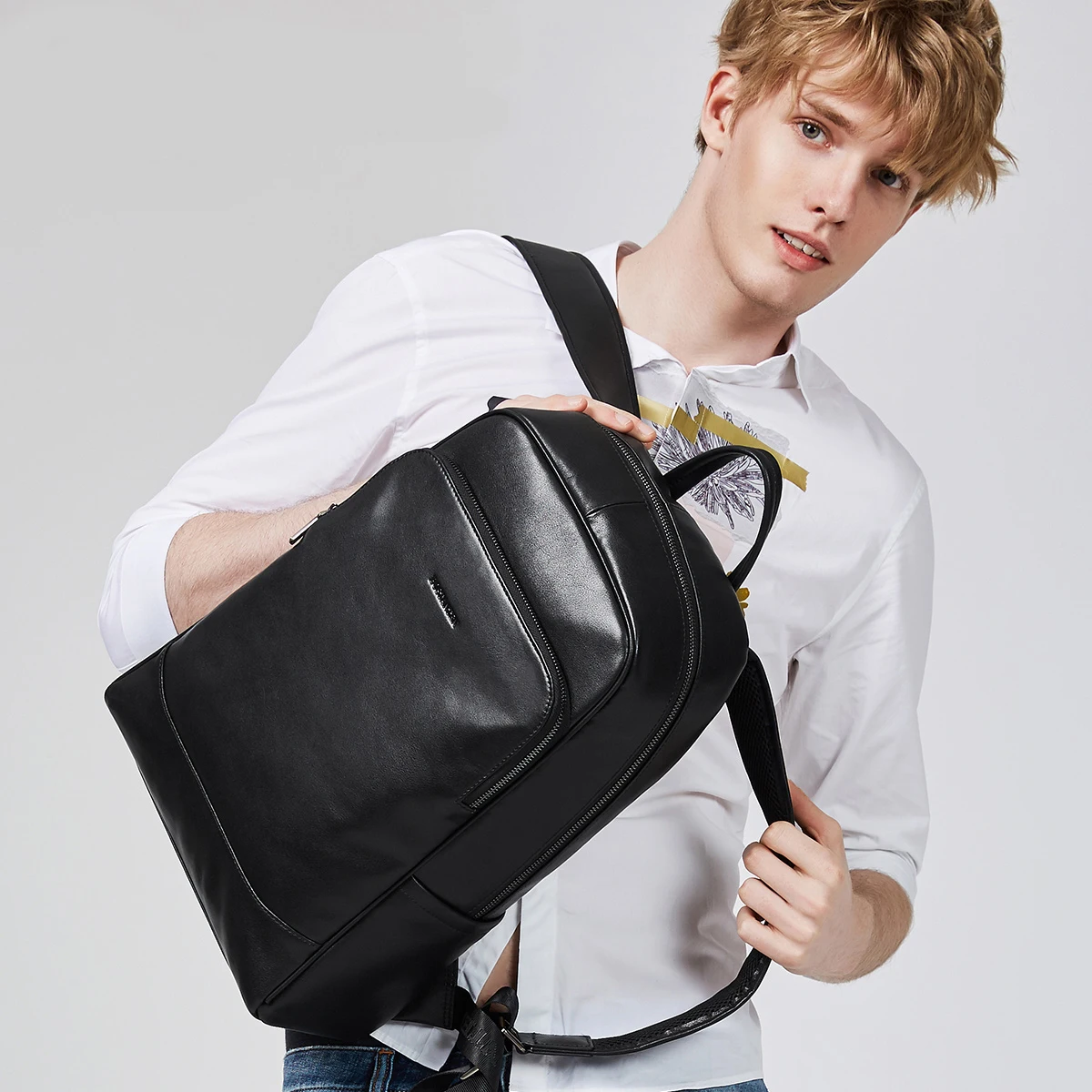 Большой дорожный рюкзак для подростков школьный ранец из воловьей натуральной