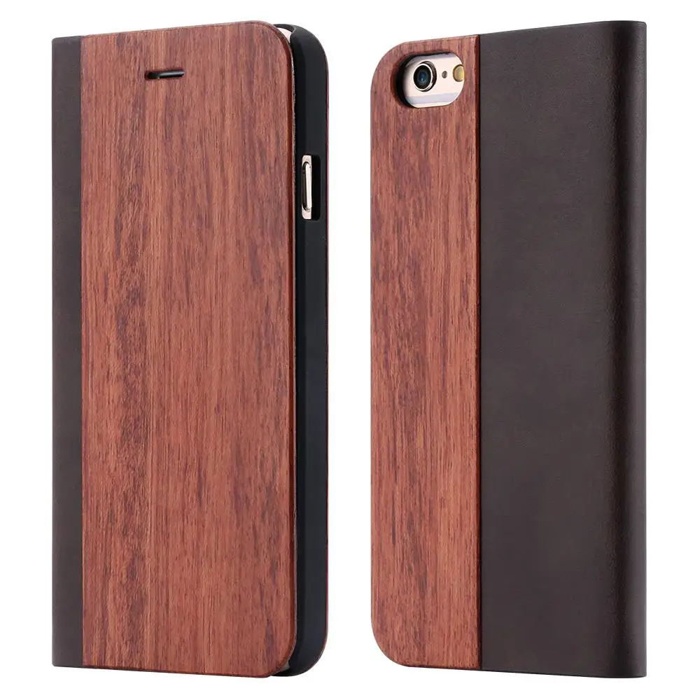 Rosewood KISSCASE деревянный полиуретановый кошелек для iPhone 8 7 6s Plus, чехлы из натуральной бамбуковой кожи с откидной крышкой и подставкой, чехол для iPhone 6 6s XS Max X чехол на айфон 7 чехол на айфон 6 6S 8 XR XS MAX - Цвет: Rosewood
