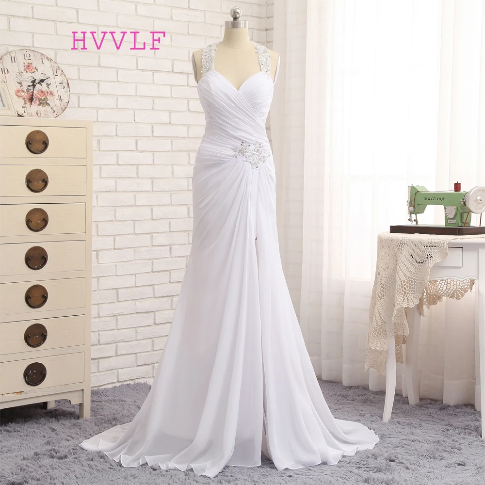 Vestido De Noiva Пляжные свадебные платья в стиле Русалочки с бретелями завязывающимися