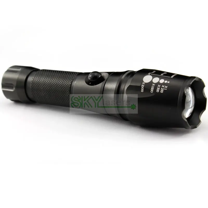 XM L T6 1600LM 7 режимный масштабируемый белый фонарик черный (1x18650/3 x AAA)|xm-l t6|flashlight