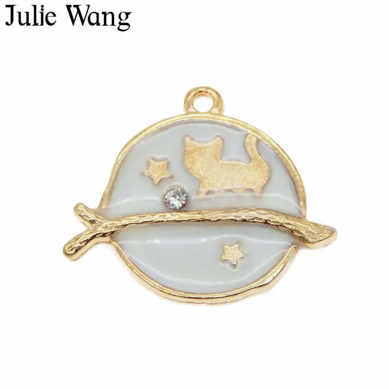 Julie Wang 4 шт. эмалированная ветка в форме котенка золотого цвета для ожерелье с