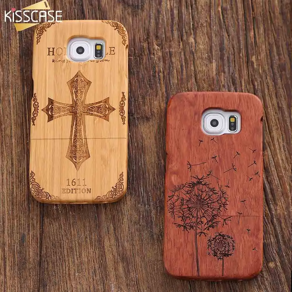 KISSCASE для Samsung S6 Edge винтажная натуральная древесина бамбук Гибридный Потяните