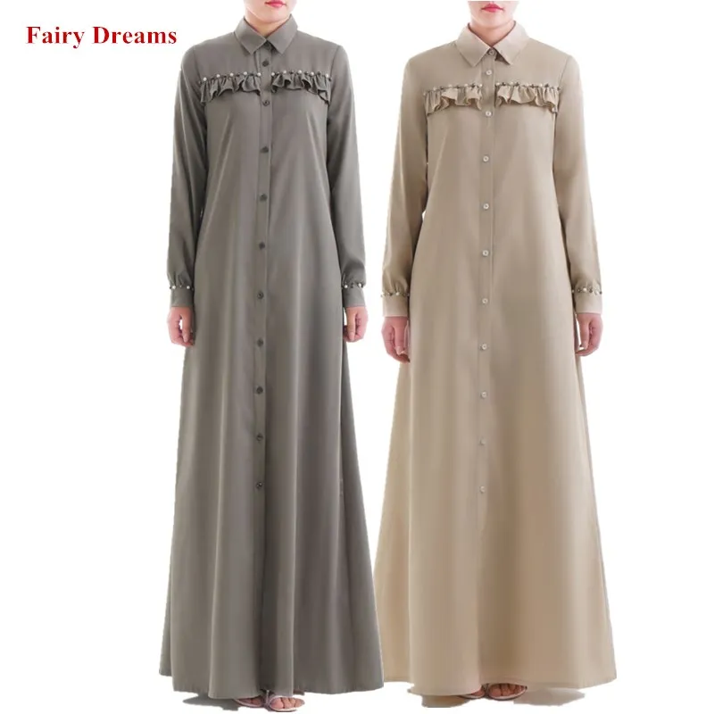 Женское мусульманское Макси платье Abaya турецкое кафтан с длинными рукавами в
