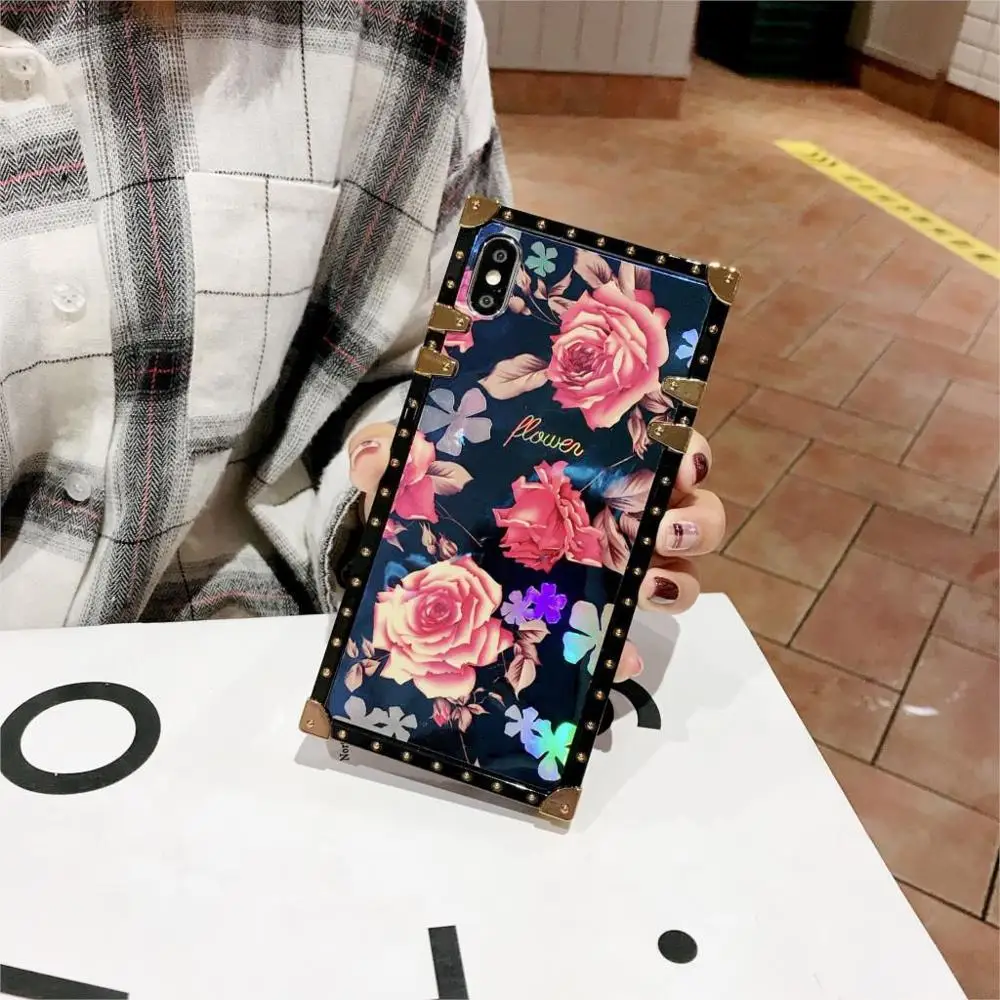 Роскошный цветочный милый силиконовый чехол для телефона iphone 7 6 S 8 plus X XR XS 11 Pro MAX чехол для samsung S8 S9 Note 8 9 A50 A70 - Цвет: B