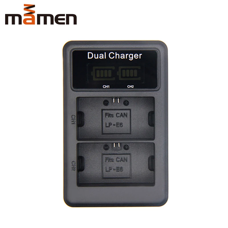 Mamen LP-E6 LP E6 LPE6 зарядное устройство для аккумуляторов lcd двойное USB зарядное устройство для Canon EOS 5DS R 5D Mark II Mark III 6D 7D 60D 60Da 70D 80D DSLR