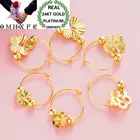 OMHXFC Оптовая Европейская мода Женская Вечерние свадебный подарок Цветочные бусины 24KT золотые серьги-кольца ER88