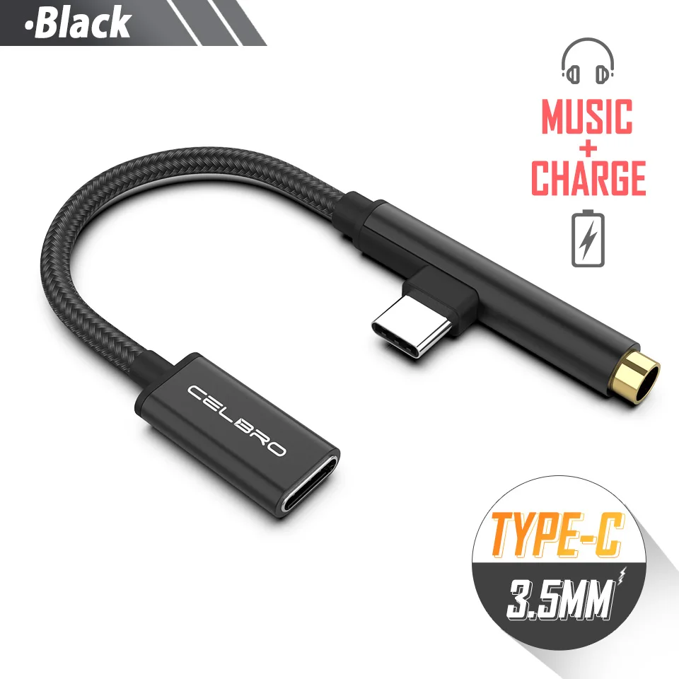 Black Для huawei P20/mate 10/Pro 90 градусов usb type C до 3,5 мм адаптер для наушников Aux аудио USB-C зарядное устройство зарядный кабель для наушников - Цвет: Black