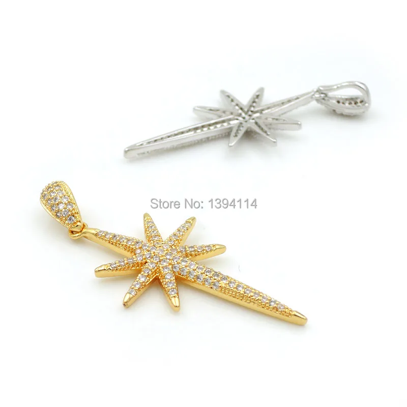 Шармы ZENGAZE медные с фианитами октаграмма 10 шт