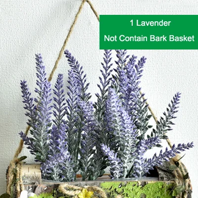 Lavender Only 1 шт., настенный подвесной слой, натуральная деревянная корзина из коры, искусственные цветы, роза, лаванда, Подсолнух, украшение для дома, магазин, искусственный цветок - Цвет: Lavender Only