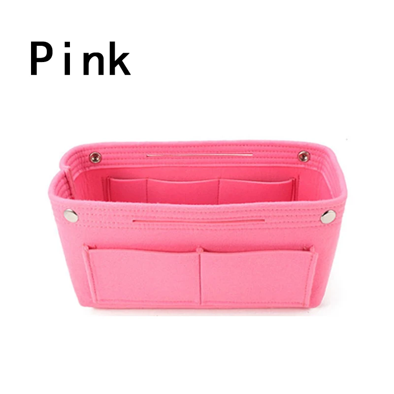 Pink Красный многокарманный косметический набор косметичек для путешествий с вставкой из войлочной ткани, органайзер для кистей, большое пространство, красочный карман, 22X15X9,5 см - Цвет: Pink