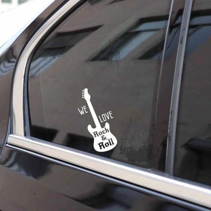 

YJZT 9.7CM*15.6CM We love Rock Guitar Music Musician Vinly Black/Silver Car Sticker C22-0596