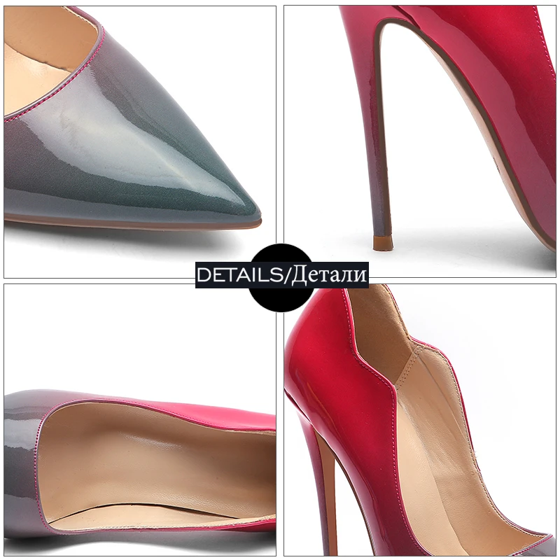 

WETKISS Stiletto Heel Pumps Women Pointed Toe Footwear Shallow Shoes Female Colorful Patent Pu Shoes Woman Summer Plus Size 45