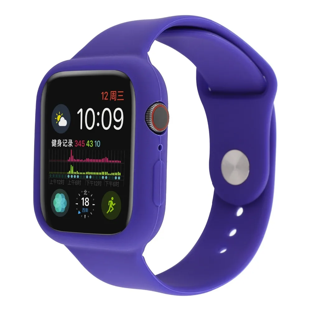 Silicone strap for apple watch bands with Case series 4 3 2 1 Sport wristband Shock-Proof IWatch 38mm 40 42mm 44mm | Наручные часы