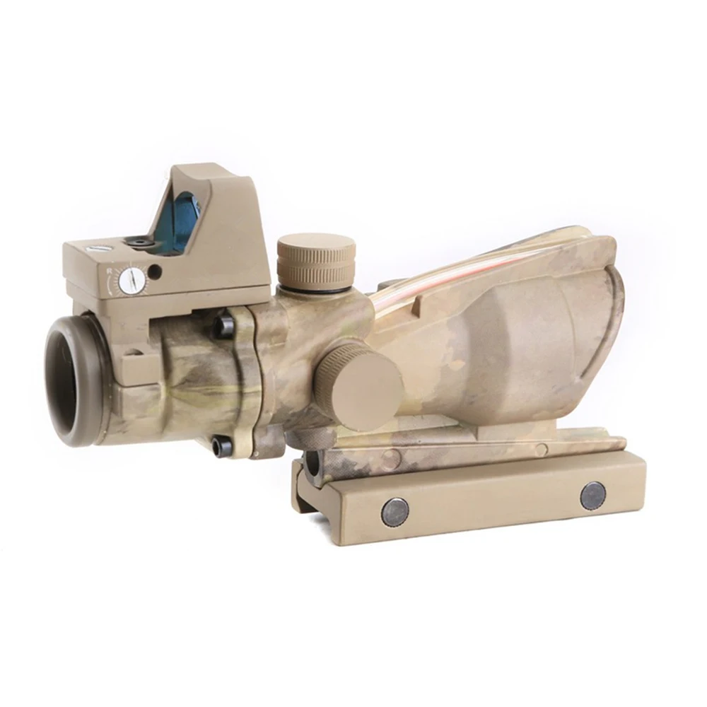 Охотничий Прицел ACOG 4x32 красные оптоволоконные с подсветкой с RMR красная точка(AT/CP
