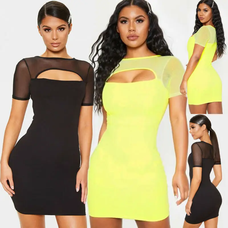 Новое Женское модное повседневное летнее платье Сетчатое однотонное стрейчевое