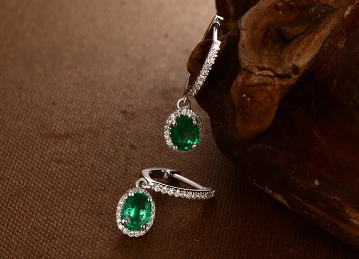 Caimao Новое поступление 14 к белое золото натуральный 1.65CT изумруд АЛМАЗ серьги для помолвки