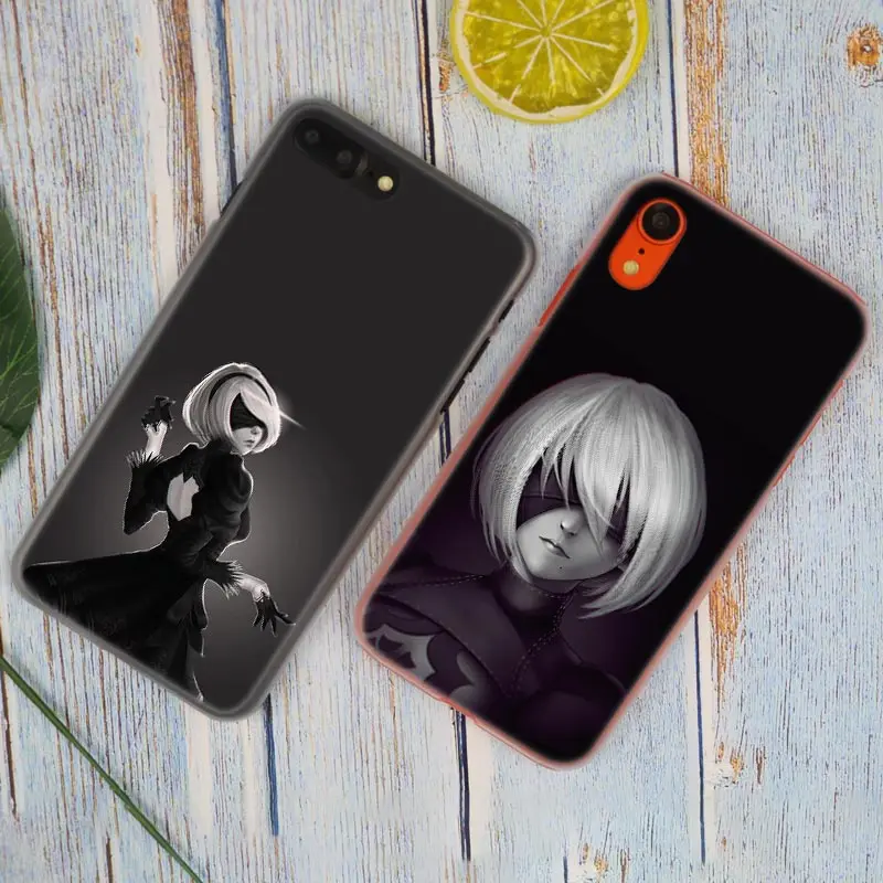 Прозрачный жесткий чехол для телефона с рисунком из аниме 2B nier iPhone X XS Max XR 8 7 6 6s Plus 5