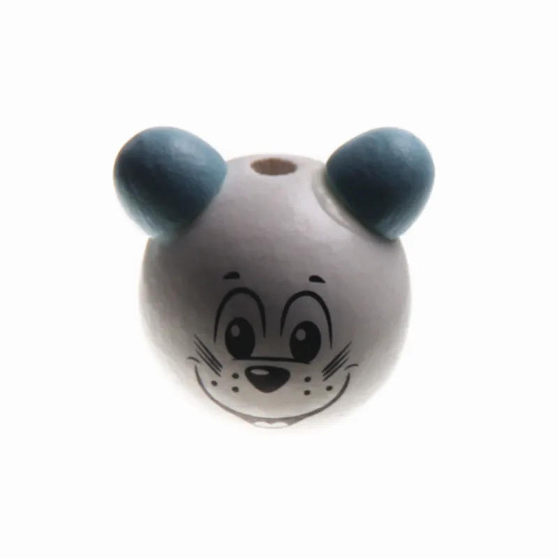 Деревянные бусины для бороды 5 шт. 3D синий цвет мышь смайлики деревянные